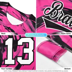 White Pink Mother's Day Graffiti Quick Dry Baseball Jersey 7