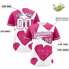 White Pink Mother's Day Graffiti Stretch Baseball Jersey 2