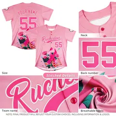 White Pink Mother's Day Graffiti Stretch Baseball Jersey 6