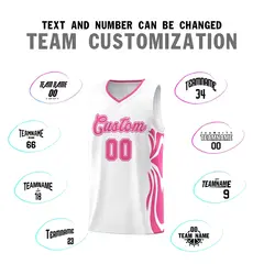 White Pink-Pink Graffiti Side Curve Basketball Jersey Sets 4
