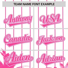 White Pink Pinstripe Coconut Tree Authentic Baseball Jersey 3