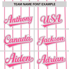 White Pink Pinstripe Two-tone Side Authentic Baseball Jersey 3
