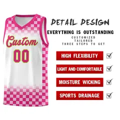 White Pink Plaid Basketball Jersey for Teams 2