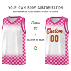 White Pink Plaid Basketball Jersey for Teams 3