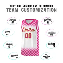 White Pink Plaid Basketball Jersey for Teams 4