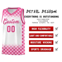 White Pink Plaid Basketball Jersey for Teams 2