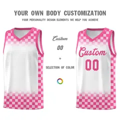 White Pink Plaid Basketball Jersey for Teams 3