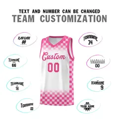 White Pink Plaid Basketball Jersey for Teams 4