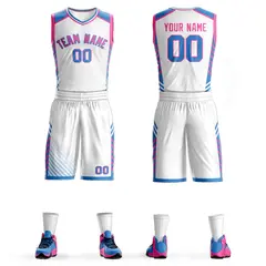 White Pink-Powder Blue Graffiti Bar Element Basketball Jersey