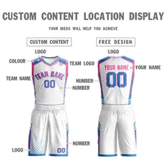 White Pink-Powder Blue Graffiti Bar Element Basketball Jersey 3