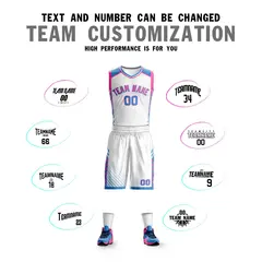 White Pink-Powder Blue Graffiti Bar Element Basketball Jersey 4