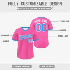 White Pink Powder Blue Reversible Pullover Baseball Jersey 3