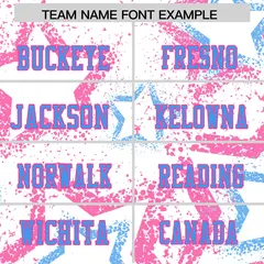 White Pink-Powder Blue Star Graffiti Football Jersey 3
