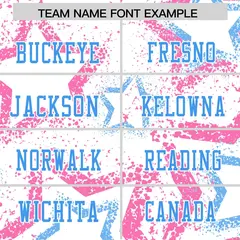 White Pink-Powder Blue Star Pattern Football Jersey 3