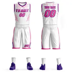 White Pink-Purple Graffiti Claw Element Basketball Jersey