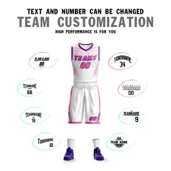 White Pink-Purple Graffiti Claw Element Basketball Jersey 4
