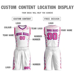 White Pink-Purple Graffiti Oblique Bar Basketball Jersey 3