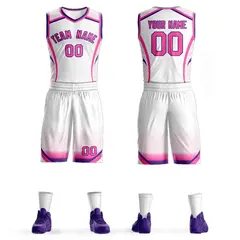 White Pink-Purple Graffiti Points Element Basketball Jersey