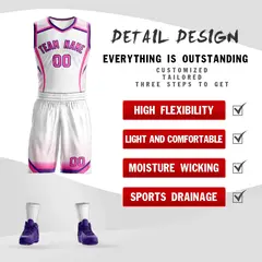 White Pink-Purple Graffiti Points Element Basketball Jersey 2