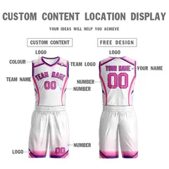 White Pink-Purple Graffiti Points Element Basketball Jersey 3