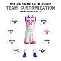 White Pink-Purple Graffiti Points Element Basketball Jersey 4
