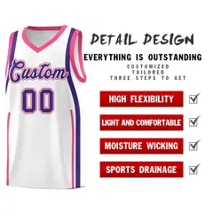 White Pink-Purple Ribbon Pattern Basketball Kits 2