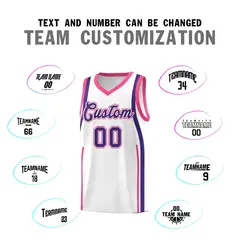 White Pink-Purple Ribbon Pattern Basketball Kits 4