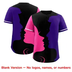White Pink Purple Valentine's Day Couple Silhouettes Baseball Jersey 2