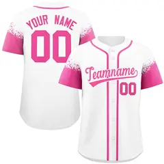 White Pink Raglan Sleeves Authentic Baseball Jersey