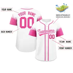 White Pink Raglan Sleeves Authentic Baseball Jersey 2