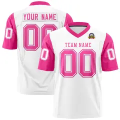 White Pink Raglan Sleeves Authentic Football Jersey