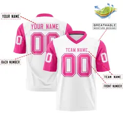 White Pink Raglan Sleeves Authentic Football Jersey 2