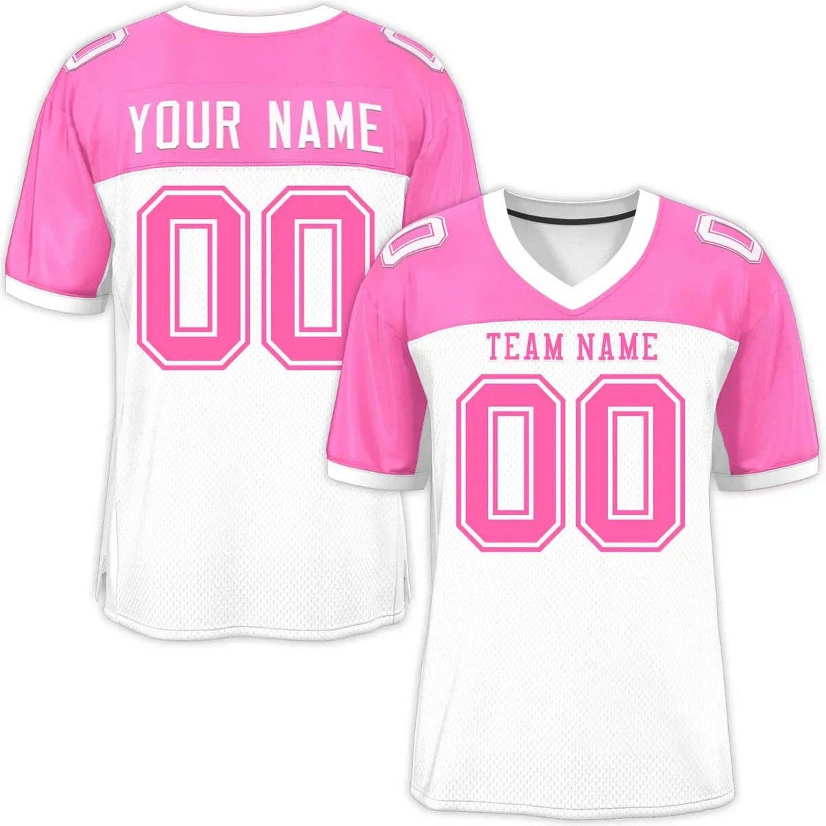 White-Pink Raglan Sleeves Fashion Authentic Football Jersey