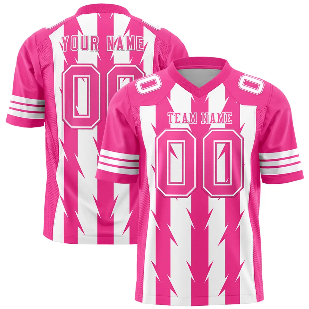 White Pink Razr Stripe Graffiti Flag Football Jersey