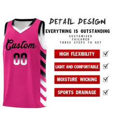 White Pink Reversible Basketball Kits - Side Arrow Pink Black Gradient 3