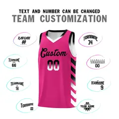 White Pink Reversible Basketball Kits - Side Arrow Pink Black Gradient 4