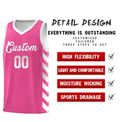 White Pink Reversible Basketball Kits - Side Arrow Pink Gray Gradient 4