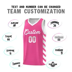 White Pink Reversible Basketball Kits - Side Arrow Pink Gray Gradient 5
