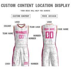 White Pink Reversible Double Side Basketball Jersey 4