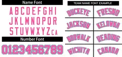 White Pink-Royal Classic Two-Button Softball Jersey 3