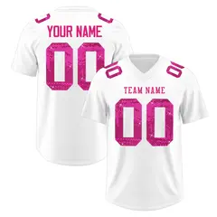 White Pink Sequin Lettering Moisture-Wicking Football Jersey