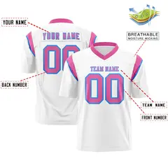 White Pink Shoulder Cut Two-Tone Flag Football Jersey 2
