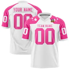 White Pink Shoulder Star Pattern Flag Football Jersey 1