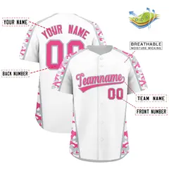 White Pink Side Camo Baseball Jersey 2