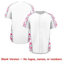White Pink Side Camo Baseball Jersey 7
