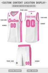 White Pink Side Splash Basketball Jersey 2