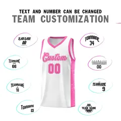 White Pink Side Splash Basketball Jersey 4
