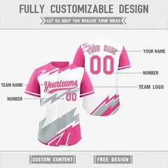 White Pink Silver Reversible Baseball Jersey Lightning & Graffiti Pattern 3