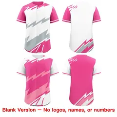 White Pink Silver Reversible Baseball Jersey Lightning & Graffiti Pattern 8