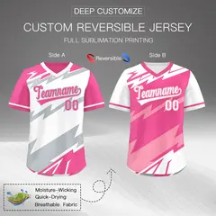 White Pink Silver Reversible Baseball Jersey Lightning & Graffiti Pullover V-Neck 2